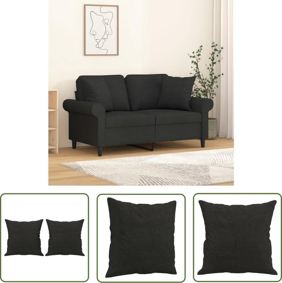 The Living Store Sierkussens Bankkussens 40x40 cm Zwart Polyester Sierkussens Decoratieve Kussens Bankkussens Zitzak Zwarte Kussens