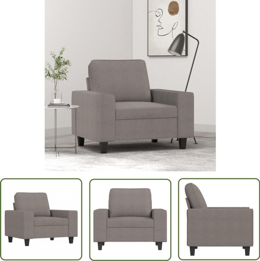 The Living Store Fauteuil 60 cm stof taupe Fauteuil Lounge Stoel Designstoel Moderne Fauteuil Fauteuils Taupe - Foto 2