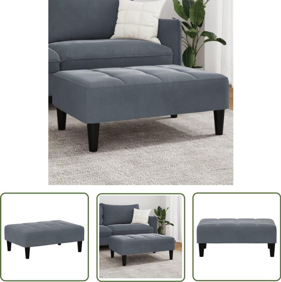 VidaXL Donker Grijs Voetbank Voetenbank 77x55x31 cm fluweel donkergrijs Fluweel Relaxen Lounge