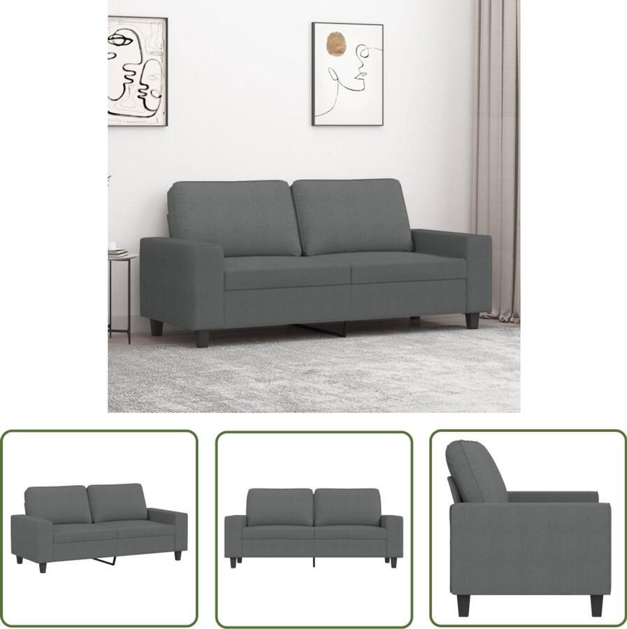 The Living Store 2-zitsbank donkergrijs stof 174 x 77 x 80 cm Comfortabele zitervaring Tweezitsbank Donker Grijze Bank Banks Kopen Salon Meubilair Lounge Bank