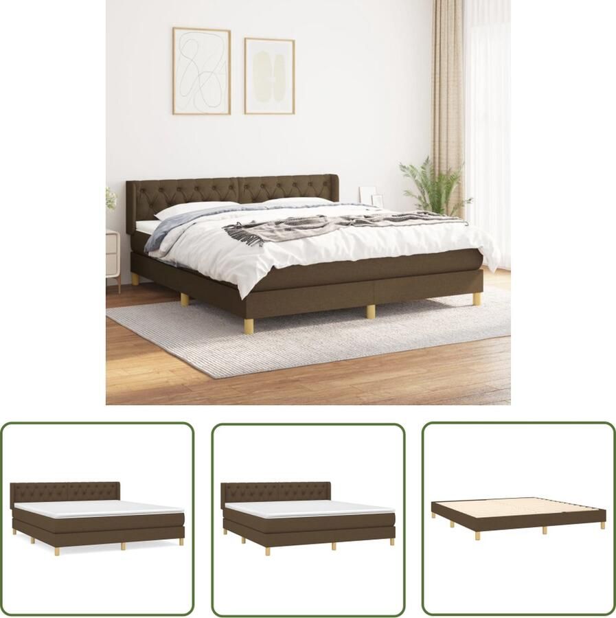 The Living Store Boxspringbed Donkerbruin 203 x 163 x 78 88 cm Pocketvering Matras Huidvriendelijk Topmatras Boxspringbed Donkere Bruine Bed Pocketveer Matras Boxspring Tweepersoonsbed