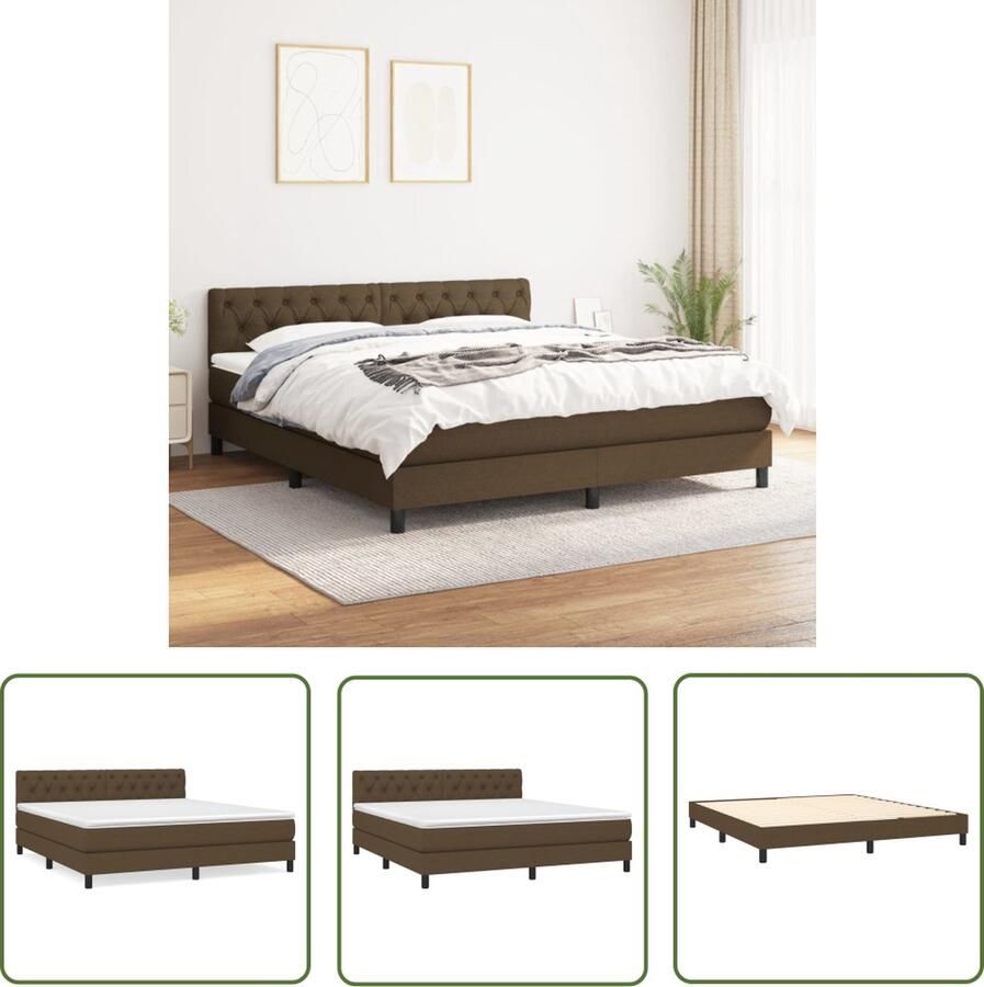 The Living Store Boxspringbed Donkerbruin 203 x 160 x 78 88 cm Pocketvering matras Middelharde ondersteuning Huidvriendelijk topmatras Boxspringbed Donkere Bruine Bed Tweepersoonsbed Pocketveer Matras Middelhard Matras