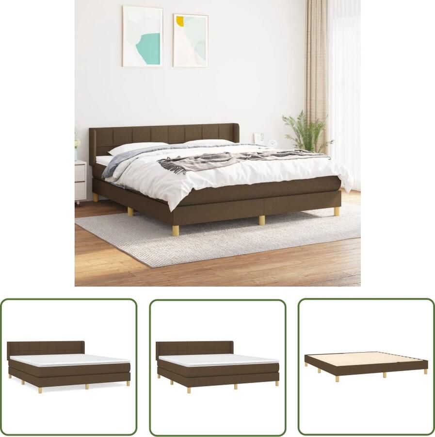 The Living Store Boxspringbed Donkerbruin 203 x 163 x 78 88 cm Pocketvering matras Boxspringbed Donkere Bruine Bed Tweepersoonsbed Pocketed Veren Matras Boxspring Frame