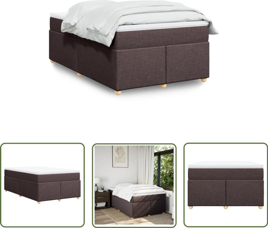 The Living Store Boxspring met matras stof donkerbruin 120x190 cm Boxspring Bed Donkere Bruine Boxspring Tweepersoons Bed Pocketveringmatras Slaapcomfort