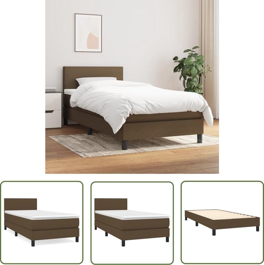 The Living Store Boxspringbed Donkerbruin 203x100x78 88 cm Pocketveringmatras Boxspringbed Donkere Bruine Boxspring Slaapcomfort Pocketed Veren Matras Adjustable Headboard
