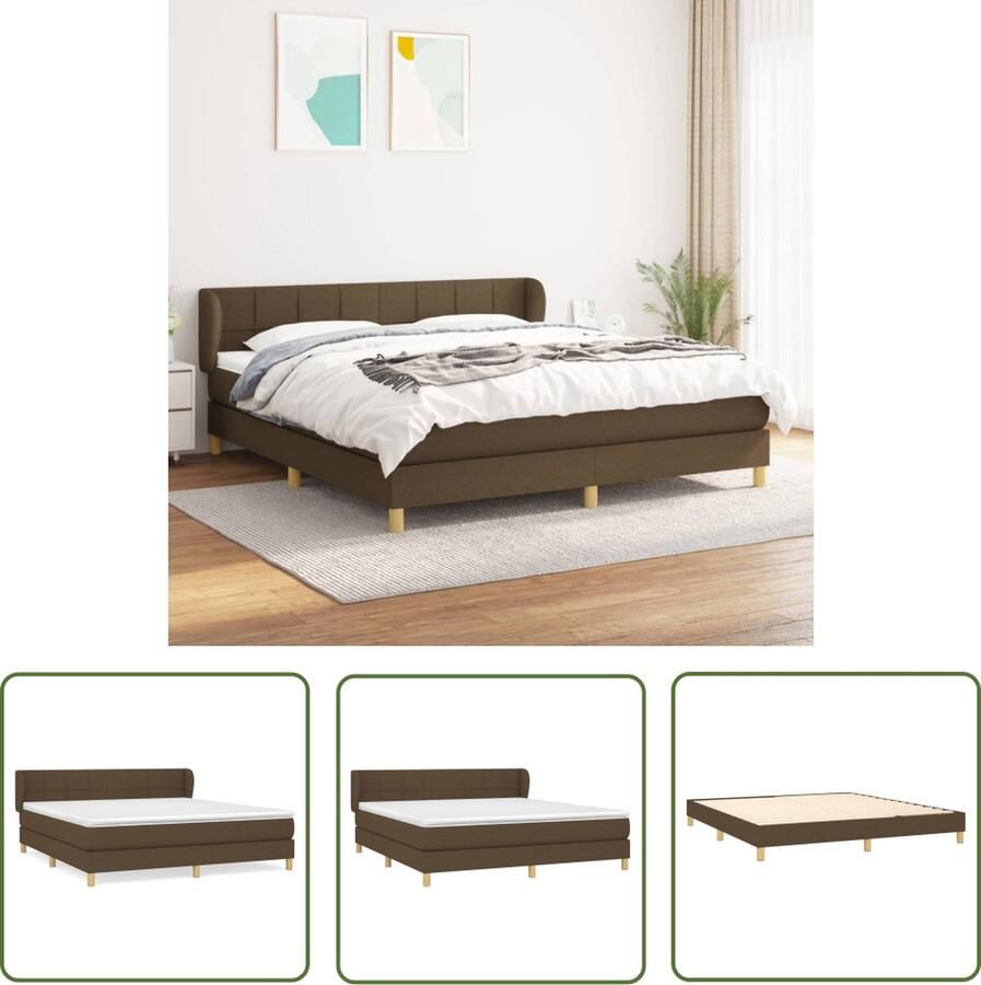 The Living Store Boxspringbed Donkerbruin 203 x 183 x 78 88 cm Pocketvering matras Middelharde ondersteuning Huidvriendelijk topmatras Boxspringbed Donkere Meubels Slaapcomfort Pocketed Spring Mattress Adjustable Headboard