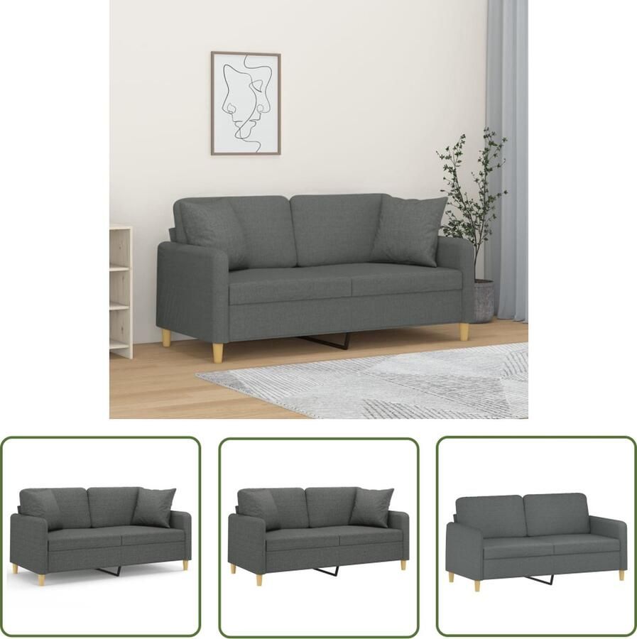 The Living Store Moderne 2-zitsbank Duurzame stof Comfortabele zitervaring Donkergrijs 158 x 77 x 80 cm Tweezitsbank Donkere Grijze Bank Bankstellen Lounge Meubilair Stoffen Bank