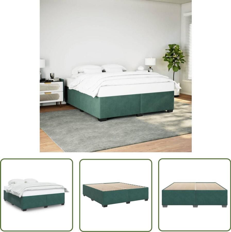 VidaXL Donkere Groene Bed Fluweel Bed Frame Bedframe zonder matras 180x200 cm fluweel donkergroen Groot Tweepersoons Bed Boxspring Alternatief Slaapcomfort