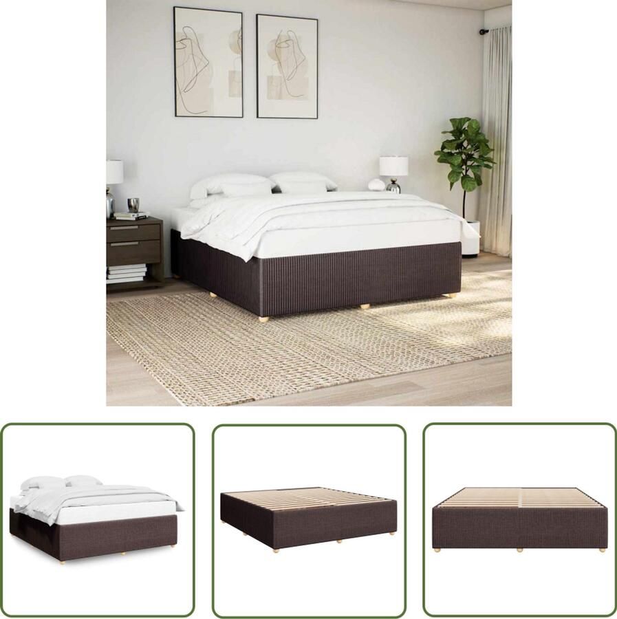 VidaXL Donkere Kleur Bed Frame Bedframe zonder matras stof donkerbruin 180x200 cm Houten Bed Tweepersoons Bed Boxspring Bed