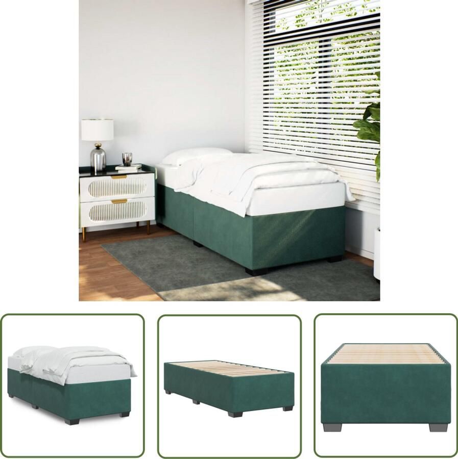 VidaXL Donkere Kleuren Bed Fluweel Bed Bedframe zonder matras 90x190 cm fluweel donkergroen Slaapcomfort King Size Bed Tweepersoons Bed