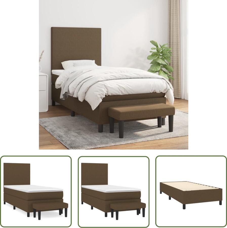 The Living Store Boxspringbed Comfort Bed 203 x 90 x 118 128 cm Donkerbruin Boxspringbed Boxspring Tweepersoonsbed Donkere Kleuren Houten Frame