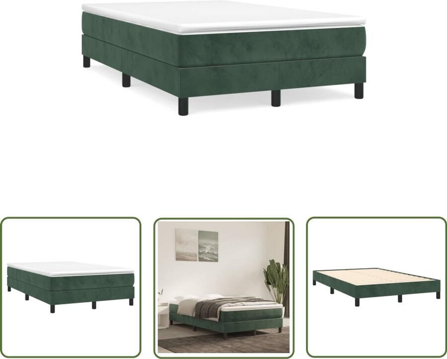 VidaXL Boxspring met matras fluweel donkergroen 120x190 cm Boxspring Donkere Kleuren Fluweel Bed Tweepersoon Bed Compact Bed