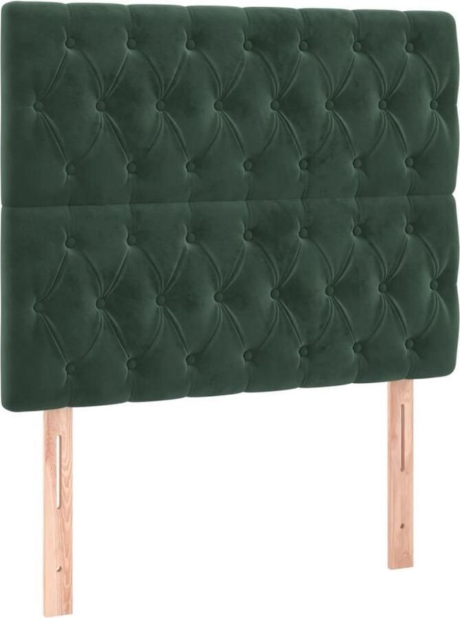 The Living Store Boxspring met matras fluweel donkergroen 100x200 cm Boxspringbed Donkere Kleuren Fluweel Tweepersoonsbed Pocketed Spring Mattress - Foto 3