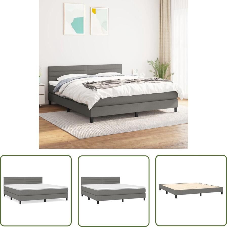 The Living Store Boxspringbed Donkergrijs 203 x 180 x 78 88 cm Duurzaam Verstelbaar Hoofdbord Pocketvering Mattres Middelharde Ondersteuning Huidvriendelijk Topmatras Inclusief Montagehandleiding