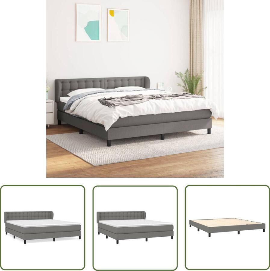The Living Store Boxspringbed Donkergrijs 203 x 183 x 78 88 cm Pocketvering Matras Middelharde ondersteuning Huidvriendelijk Topmatras Boxspringbed Donkere Kleuren Pocketveer Matras Middelhard Matras Hoofdbord