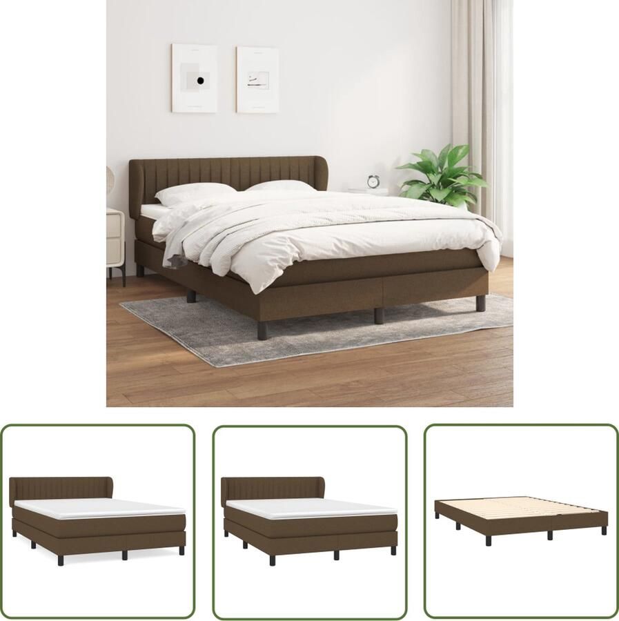 The Living Store Boxspringbed Donkerbruin Stof 203 x 147 x 78 88 cm Pocketvering Matras Middelharde Ondersteuning Huidvriendelijk Topmatras Boxspringbed Donkere Meubels Boxspring Tweepersoonsbed Lederlook