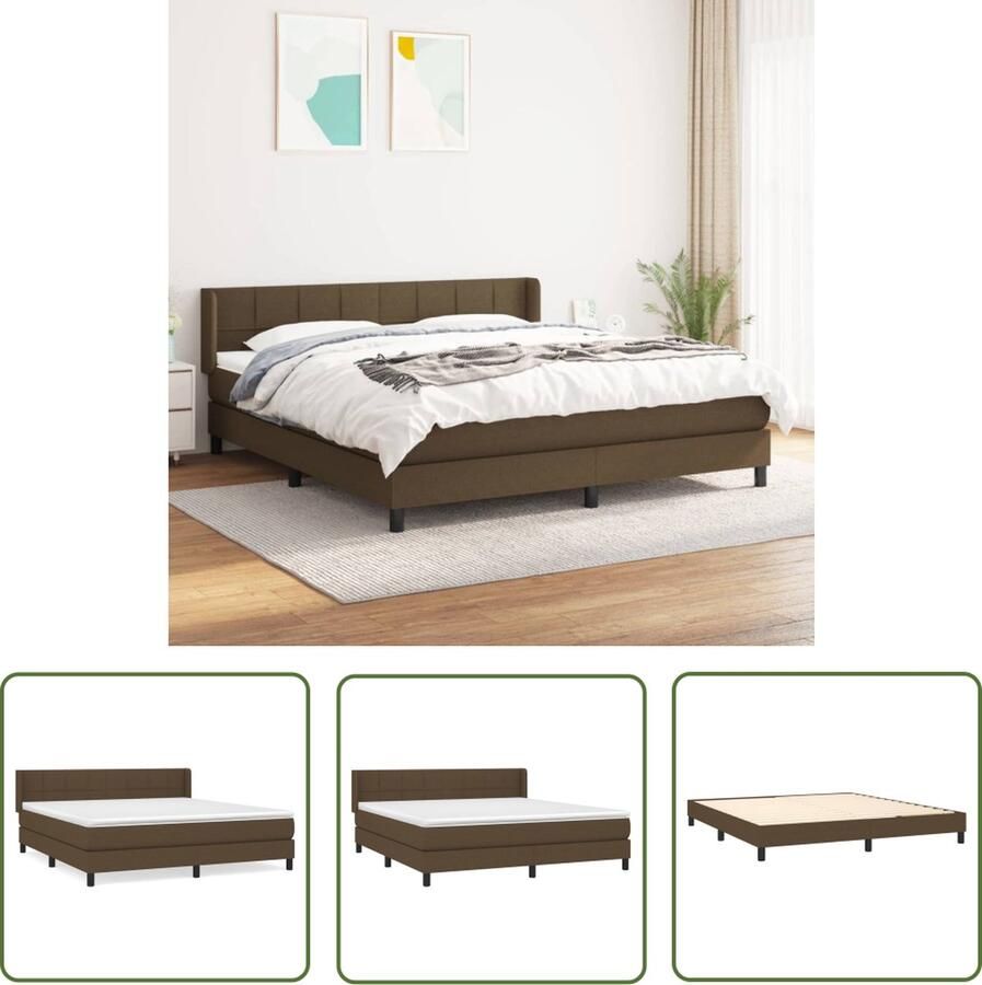 The Living Store Boxspringbed Donkerbruin 160x200 cm Duurzaam Verstelbaar hoofdbord Pocketvering matras Middelharde ondersteuning Huidvriendelijk topmatras