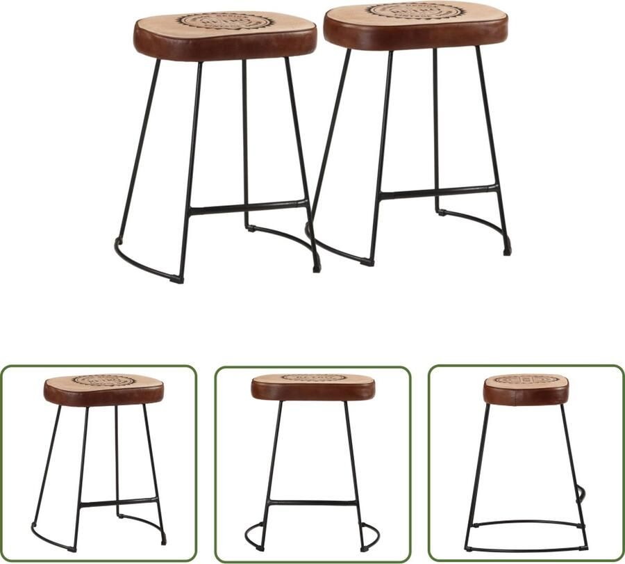 The Living Store Retro Barkruk Donkerbruin 40 x 29.5 x 53 cm Stevig IJzeren Frame Retro Barkruk Donkere Stoel Bruine Barkruk Keukenbarstoelen Vintage Stoel