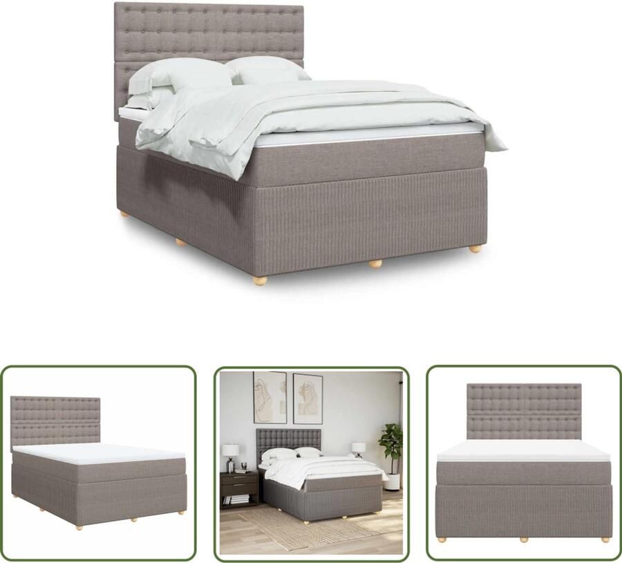 VidaXL Boxspring met matras stof taupe 140x190 cm Sleutelset Draadloos Gereedschap Handgereedschap Montageset Kluspakket