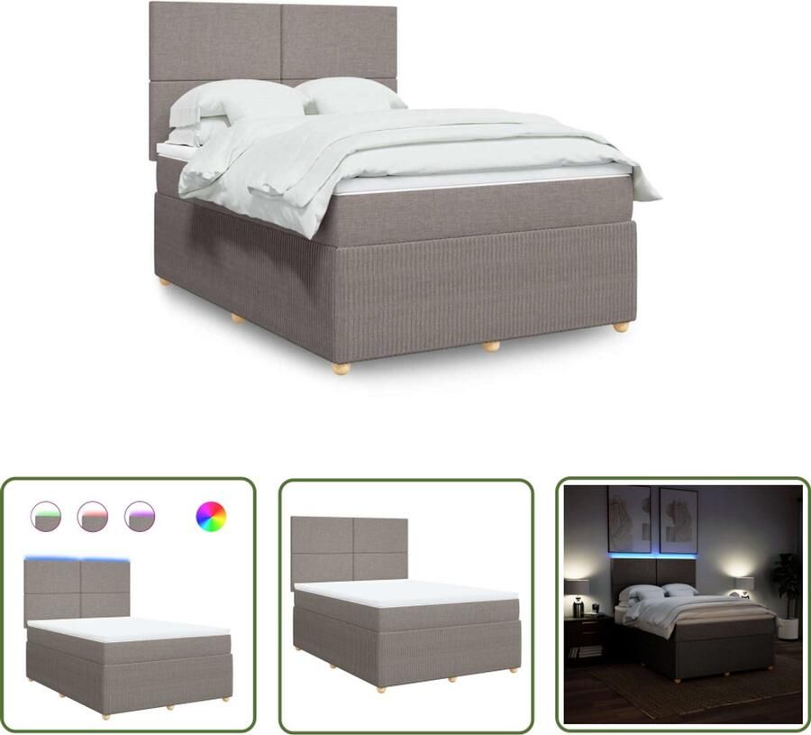 VidaXL Boxspring met matras stof taupe 140x190 cm Sleutelset Draadloos Gereedschap Handgereedschap Montagestool Mechanicaal Gereedschap