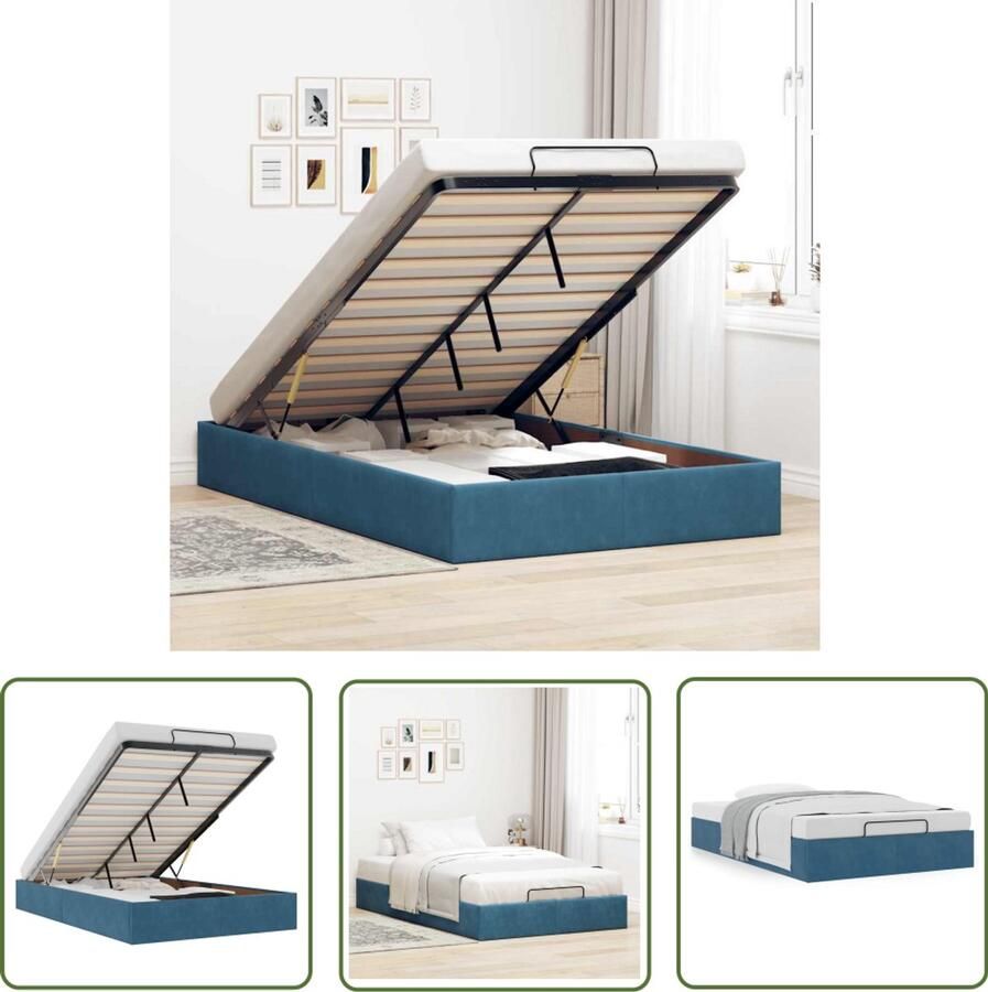 VidaXL Draaibare Sleutel Dynamische Sleutel Bedframe zonder matras 120x190 cm fluweel donkerblauw Gereedschapset Mechanica Montageset