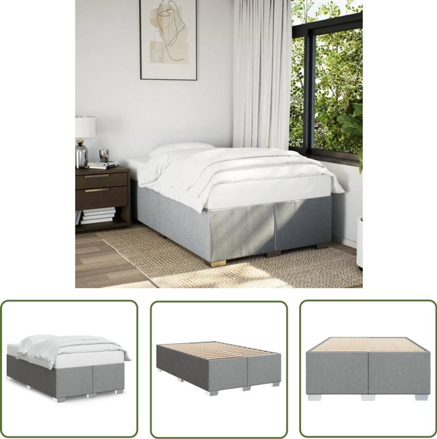 VidaXL Draaibare Sleutel Dynamische Sleutel Bedframe zonder matras 120x200 cm stof lichtgrijs Gereedschapset Mechanica Tools Sleutelsysteem