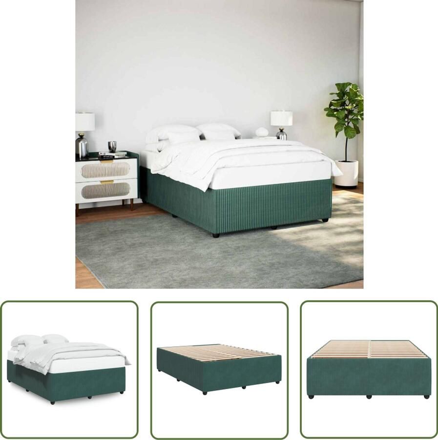 VidaXL Draaibare Sleutel Dynamische Sleutel Bedframe zonder matras 140x200 cm fluweel donkergroen Gereedschapset Mechanica Draper Tools