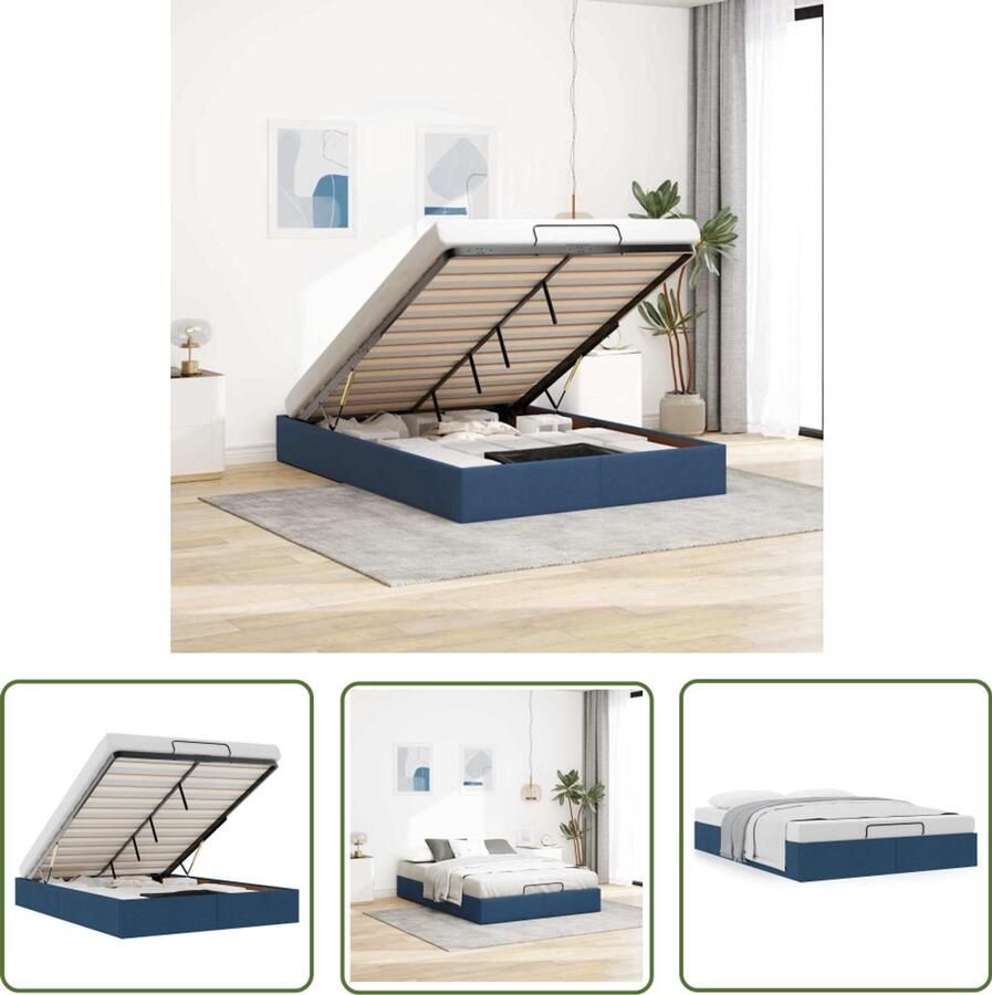 VidaXL Draaibare Sleutel Dynamische Sleutel Bedframe zonder matras 140x200 cm stof blauw Gereedschapset Mechanica Tools Sleutels