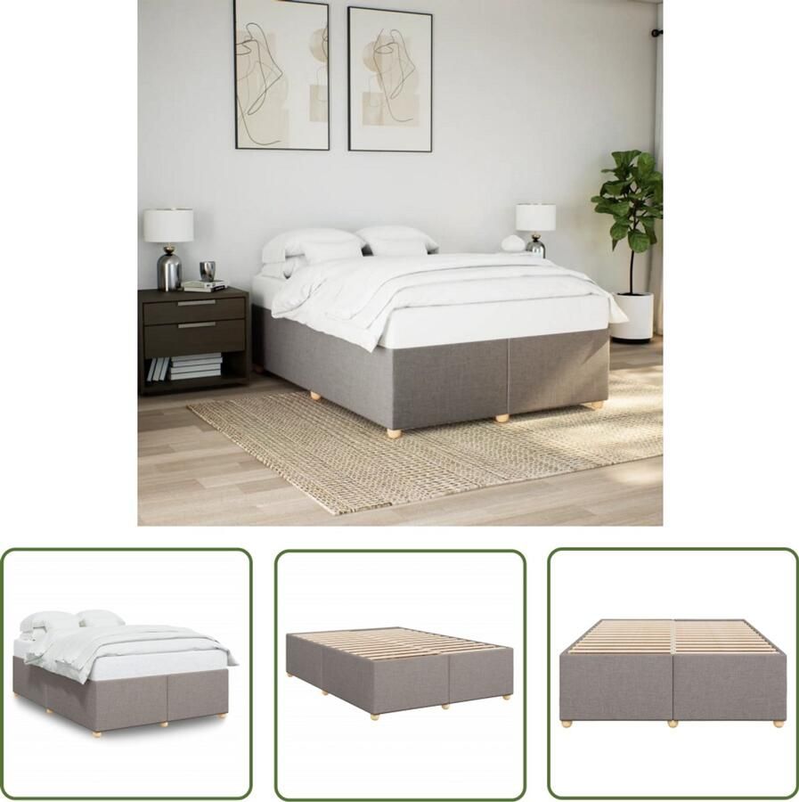 VidaXL Bedframe zonder matras stof taupe 140x190 cm Dynamische Sleutel Draaibare Sleutel Gereedschapset Mechanica Torque Wrench