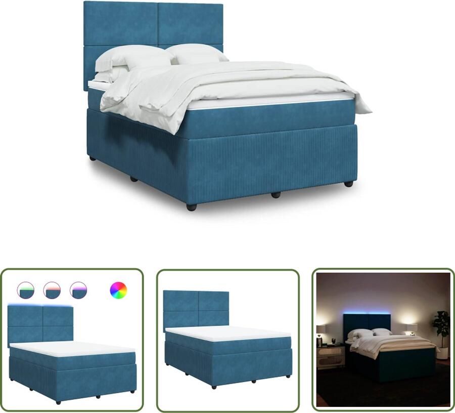 VidaXL Draaibare Sleutel Dynamische Sleutel Boxspring met matras fluweel blauw 140x200 cm Gereedschapset Mechanica Draper Tools