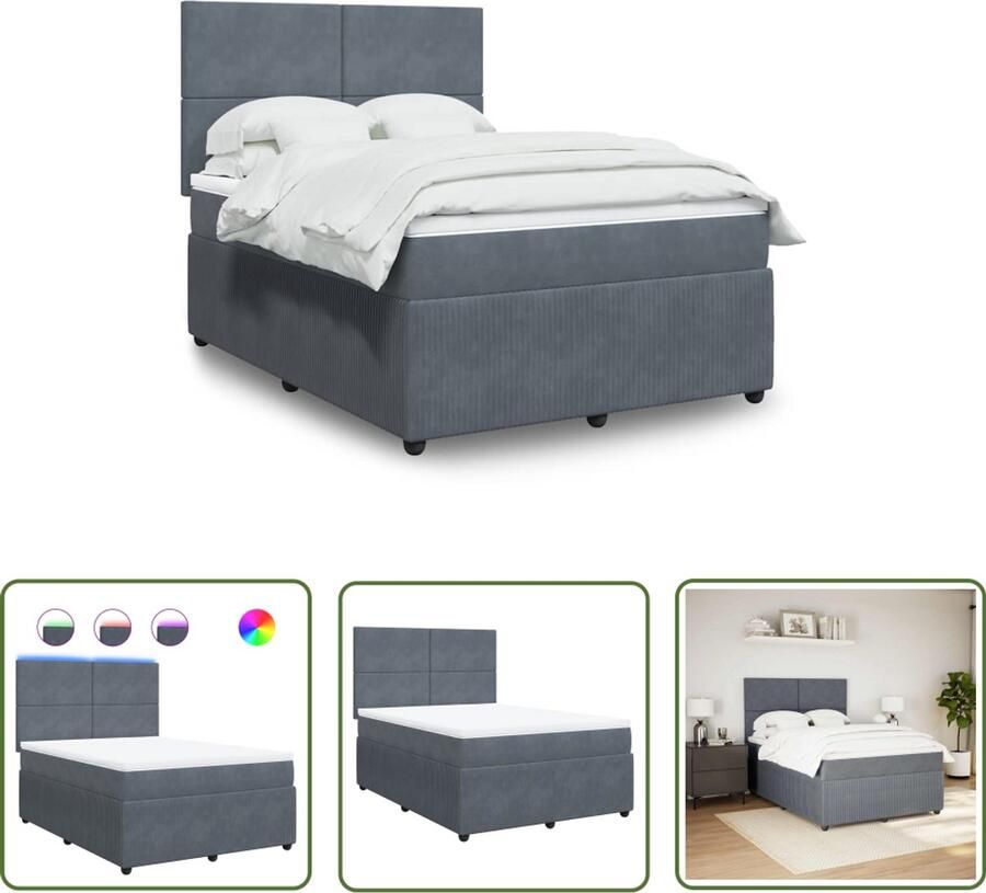 VidaXL Draaibare Sleutel Dynamische Sleutel Boxspring met matras fluweel donkergrijs 140x190 cm Gereedschapset Draper Tools Torque Wrench