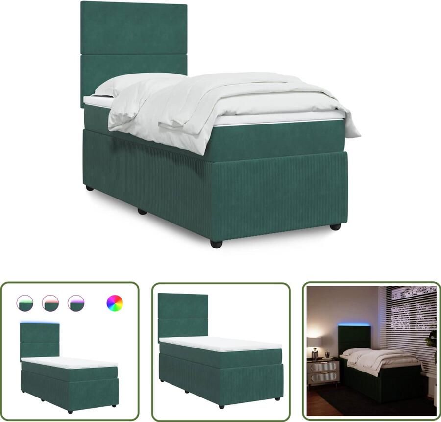 VidaXL Boxspring met matras fluweel donkergroen 100x200 cm Dynamische Sleutel Draaibare Sleutel Gereedschapset Mechanica Torque Wrench