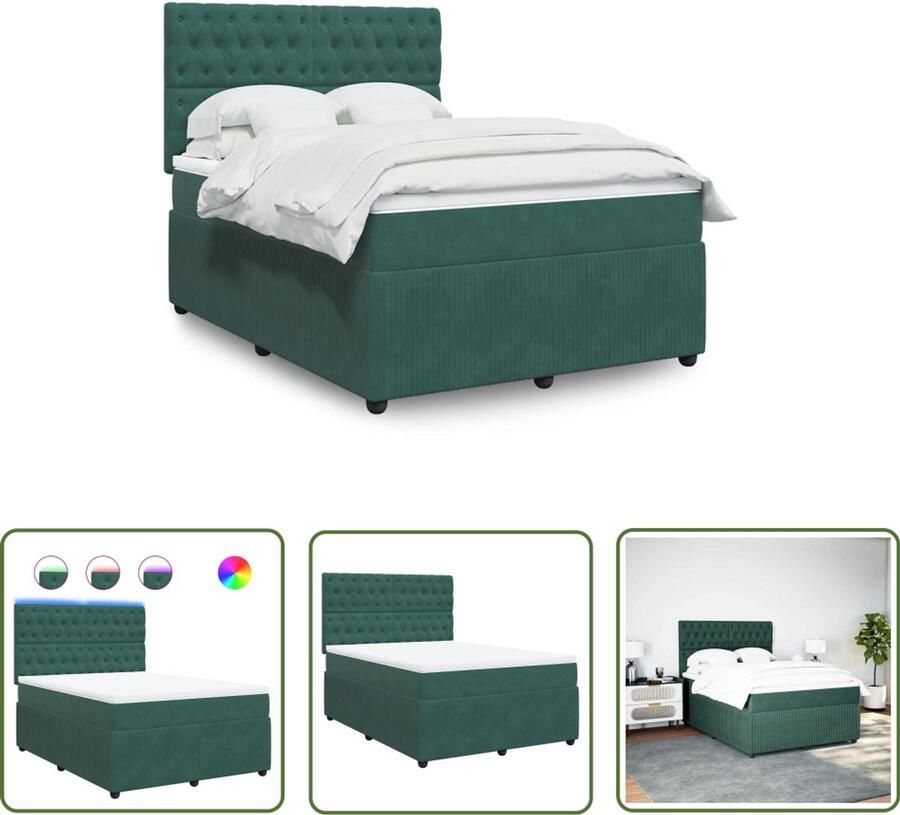 VidaXL Draaibare Sleutel Dynamische Sleutel Boxspring met matras fluweel donkergroen 160x200 cm Gereedschap Mechanica Draper Tools Torque Wrench