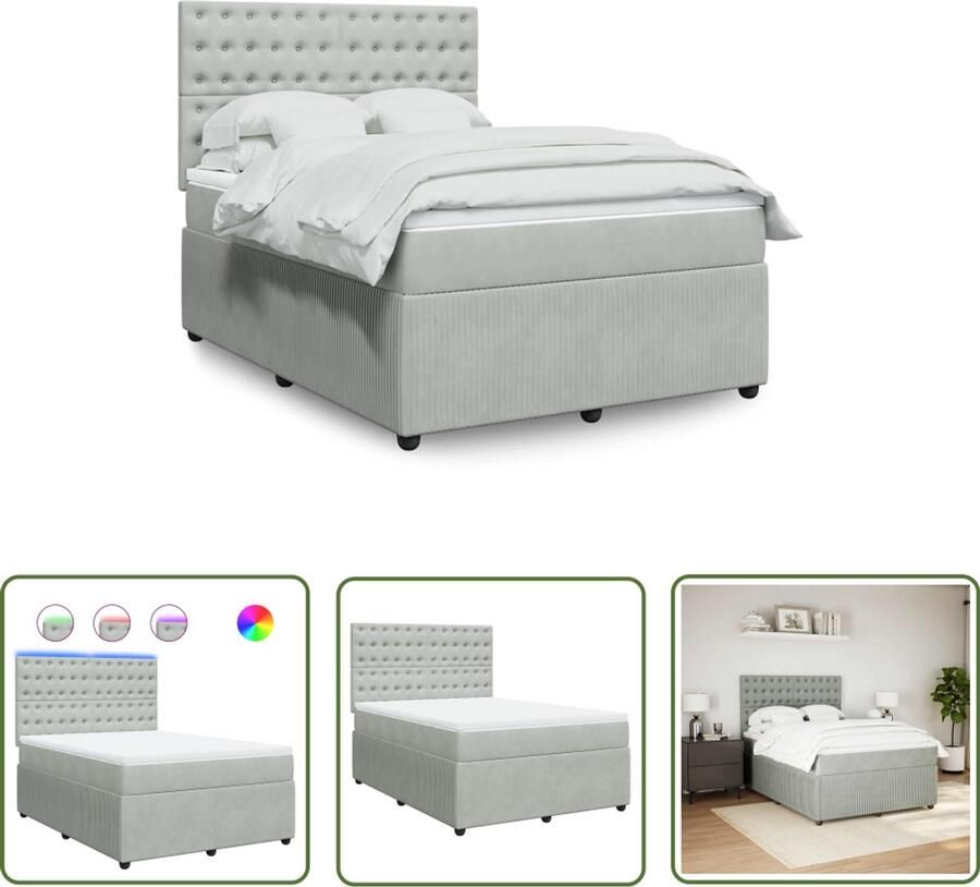 VidaXL Draaibare Sleutel Dynamische Sleutel Boxspring met matras fluweel lichtgrijs 140x190 cm Gereedschapset Draper Tools Torque Wrench