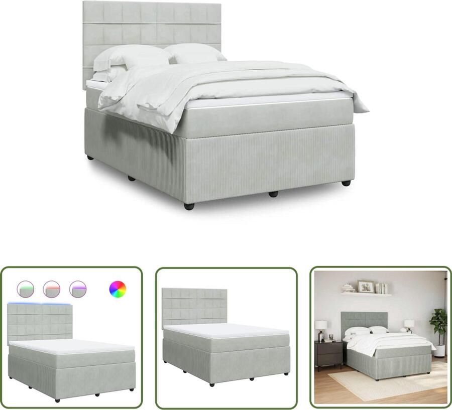 VidaXL Boxspring met matras fluweel lichtgrijs 140x190 cm Dynamische Sleutel Draaibare Sleutel Gereedschapset Mechanica Torque Wrench