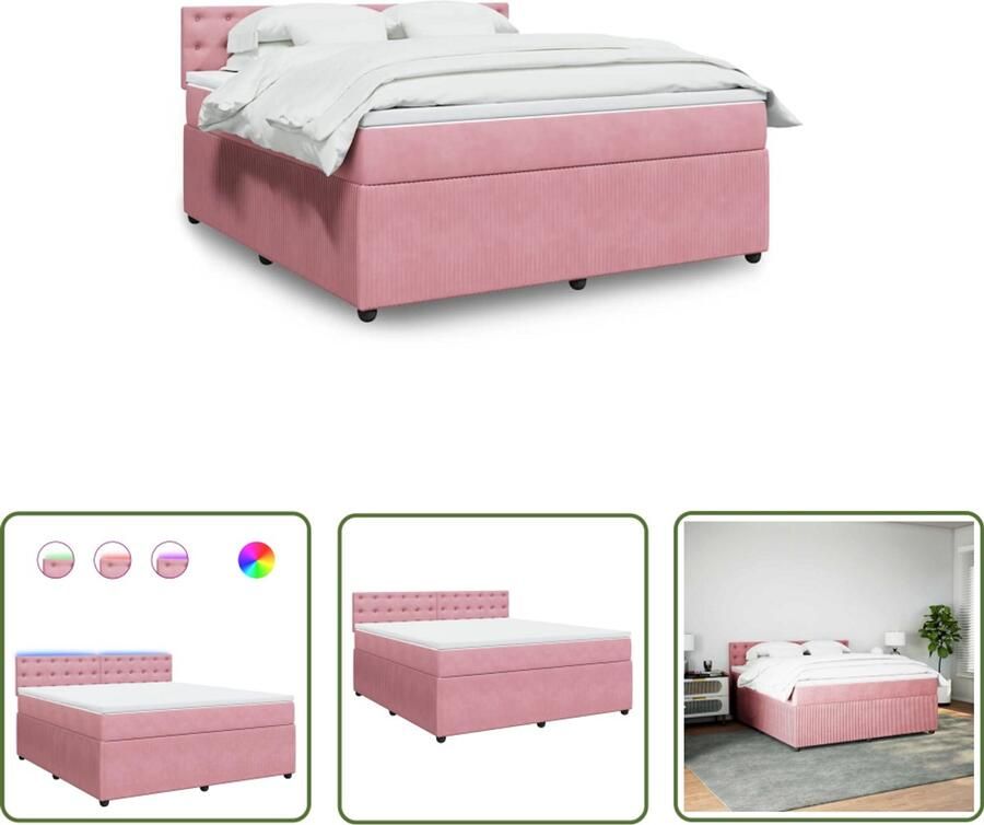 VidaXL Boxspring met matras fluweel roze 180x200 cm Dynamische Sleutel Draaibare Sleutel Gereedschapset Mechanica Torque Wrench