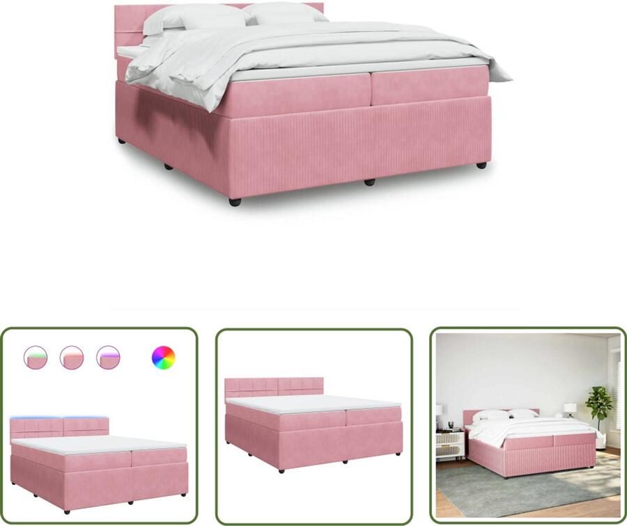 VidaXL Draaibare Sleutel Dynamische Sleutel Boxspring met matras fluweel roze 200x200 cm Gereedschapset Mechanica Torque Wrench