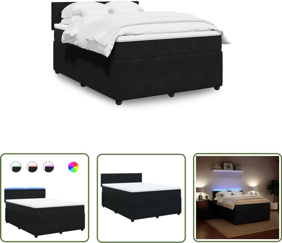 VidaXL Draaibare Sleutel Dynamische Sleutel Boxspring met matras fluweel zwart 140x190 cm Gereedschapset Mechanica Draper Tools