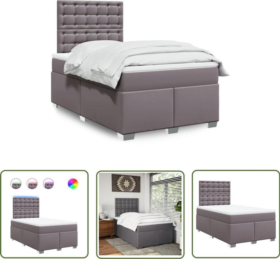 VidaXL Draaibare Sleutel Dynamische Sleutel Boxspring met matras kunstleer grijs 120x190 cm Gereedschapset Mechanica Draper Tools