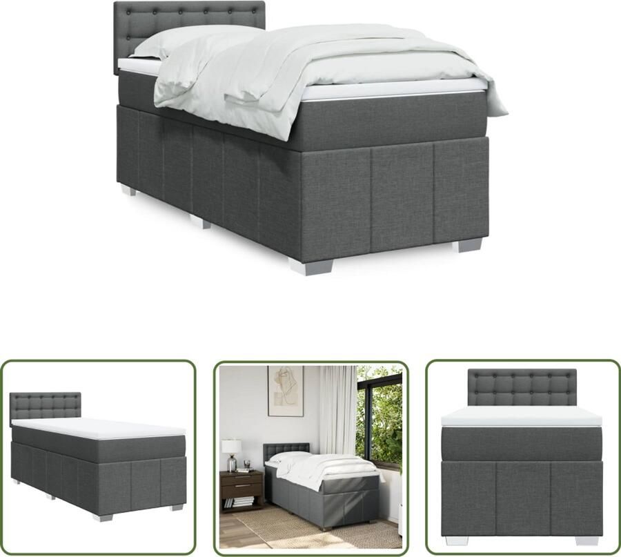 VidaXL Draaibare Sleutel Dynamische Sleutel Boxspring met matras stof donkergrijs 90x190 cm Gereedschapset Mechanica Draper Tools