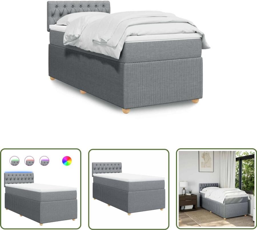 VidaXL Draaibare Sleutel Dynamische Sleutel Boxspring met matras stof lichtgrijs 80x200 cm Gereedschapset Mechanica Draper Tools - Foto 2