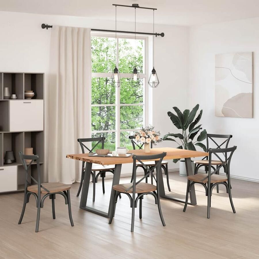 VidaXL Eettafel 180x100x74 cm massief eikenhout lichtbruin Dynamische Sleutel Draaibare Sleutel Gereedschapset Mechanica Draper Tools