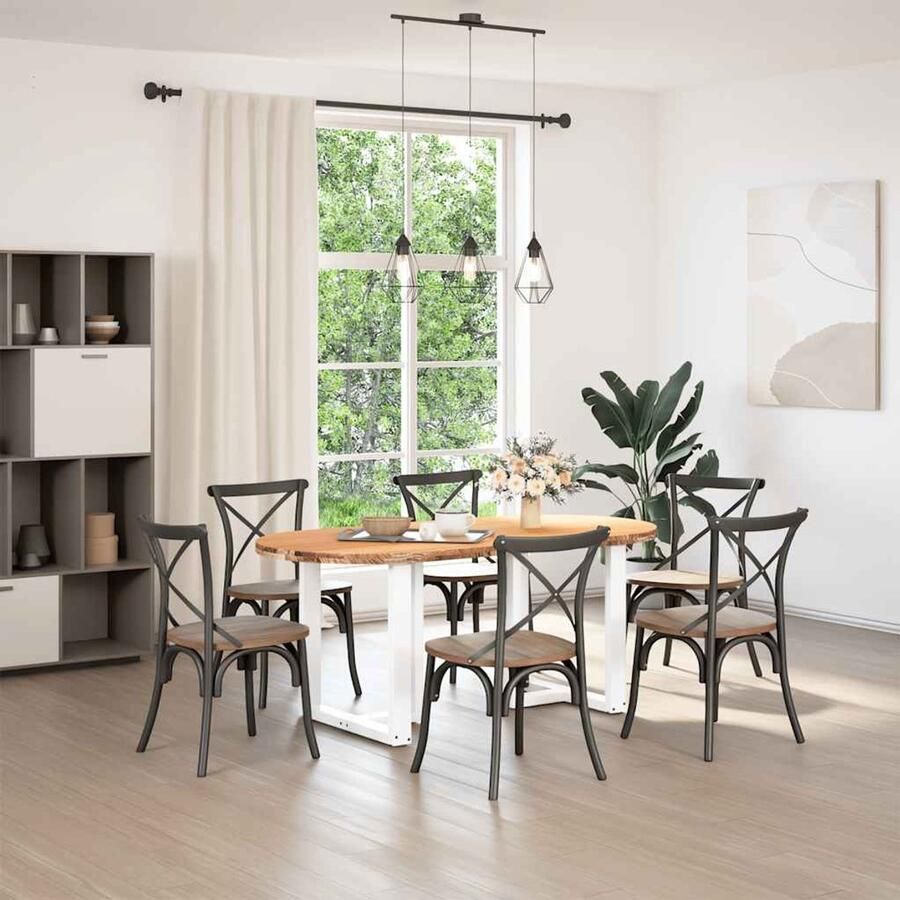 The Living Store Eettafel 180x90x74 cm ovaal massief eikenhout lichtbruin Eetkamertafel Eikenhouten Tafel Ronde Tafel Ovale Tafel Salontafel - Foto 2