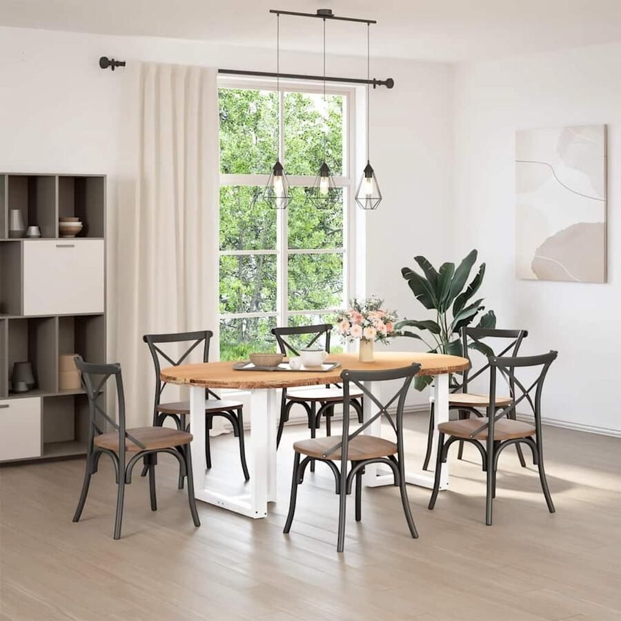 VidaXL Draaibare Sleutel Dynamische Sleutel Eettafel 200x100x74 cm ovaal massief eikenhout lichtbruin Gereedschapset Mechanica Tools Draper Tools