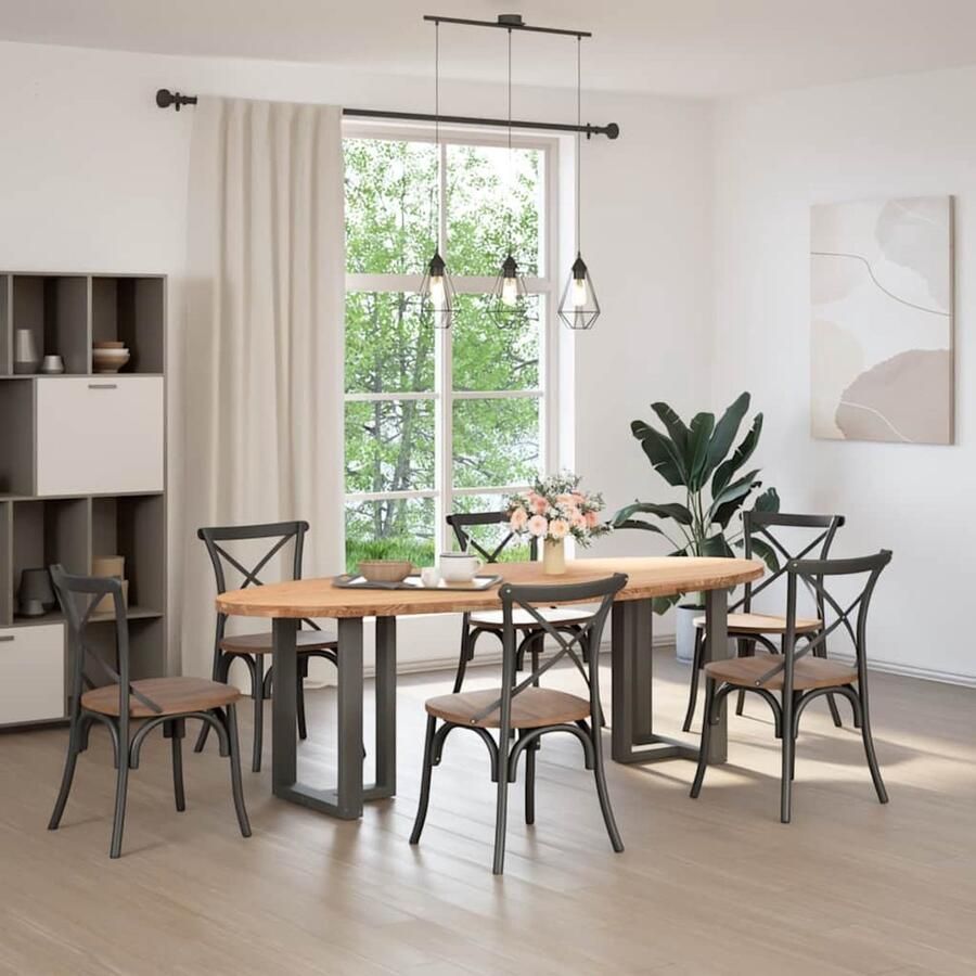 VidaXL Eettafel Eettafels Eetkamertafel Keukentafel Eettafel 240x100x74 cm ovaal massief eikenhout lichtbruin