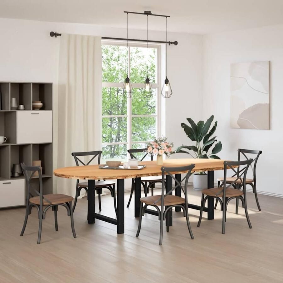 VidaXL Eettafel 280x120x74 cm ovaal massief eikenhout lichtbruin Dynamische Sleutel Draaibare Sleutel Gereedschapset Mechanica Draper Tools