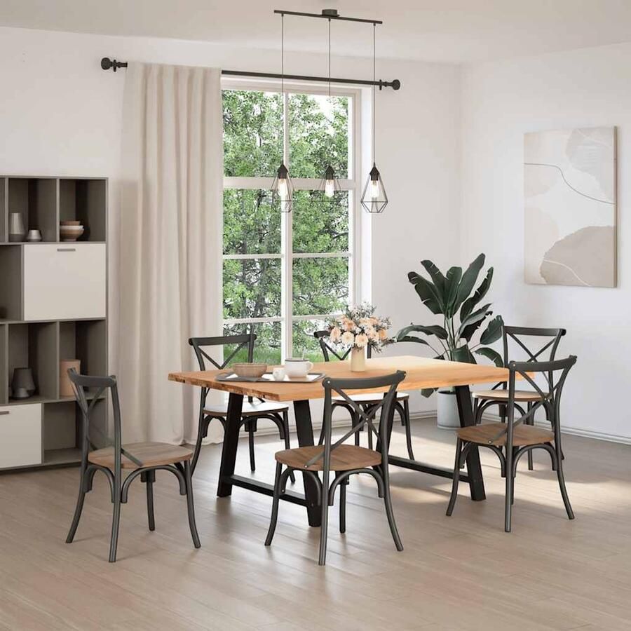 VidaXL Draaibare Sleutel Dynamische Sleutel Eettafel met natuurlijke rand 180x120x74 cm massief eikenhout Gereedschapset Mechanica Tools Draper Tools