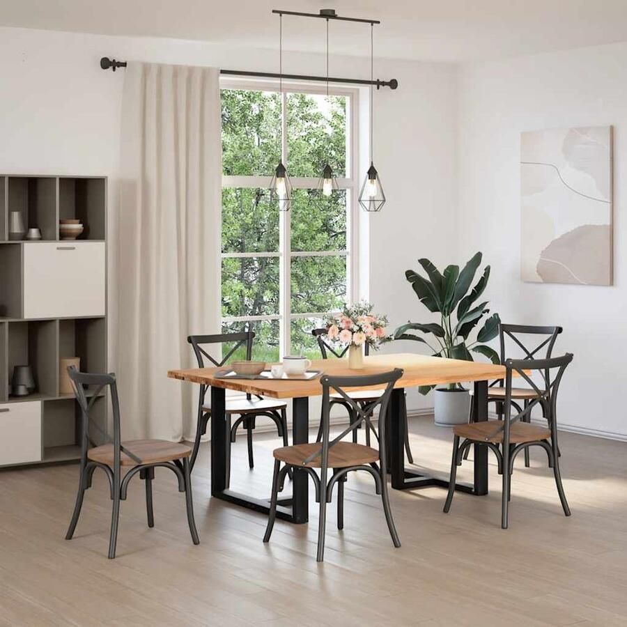 VidaXL Eettafel 180x120x74 cm Massief Eikenhout Eettafel Eettafels Eetkamertafel Keukentafel