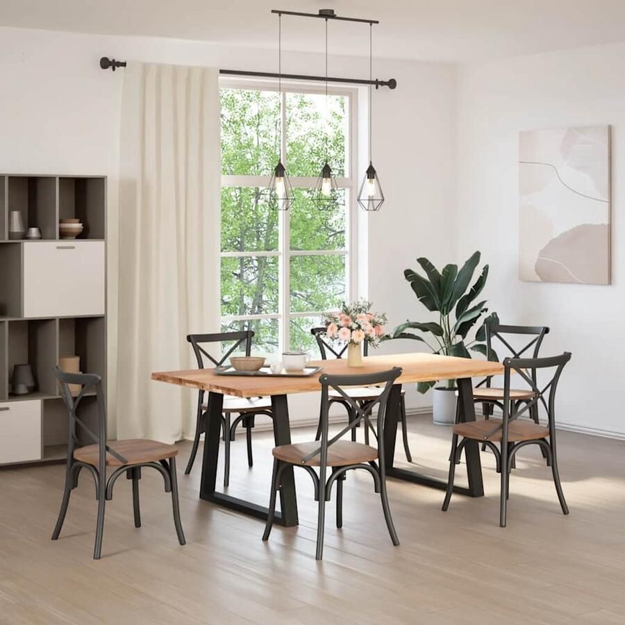 VidaXL Draaibare Sleutel Dynamische Sleutel Eettafel met natuurlijke rand 200x100x74 cm massief eikenhout Gereedschapset Mechanica Tools Handgereedschap