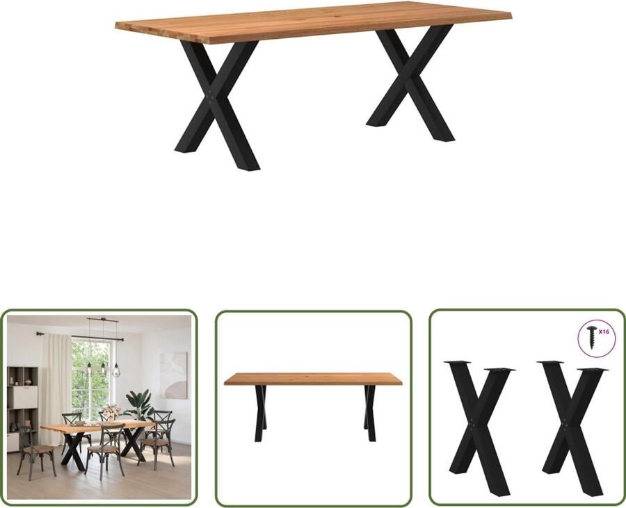 VidaXL Draaibare Sleutel Dynamische Sleutel Eettafel met natuurlijke rand 220x100x74 cm massief eikenhout Gereedschapset Mechanica Torque Wrench